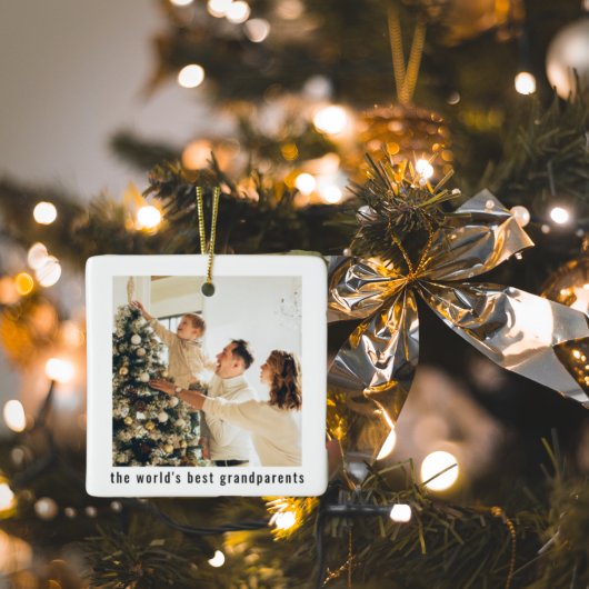 世界の祖父母最高の | 2枚の写真 セラミックオーナメント