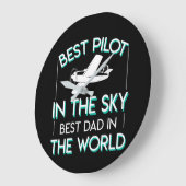 世界の空の最も最高のなパパのベストのパイロット ラージ壁時計 (傾斜)