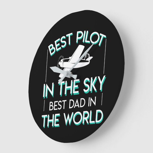 世界の空の最も最高のなパパのベストのパイロット ラージ壁時計 (傾斜)