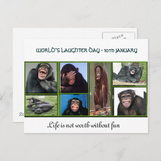 世界の笑いの日のカード ポストカード (正面/裏面)