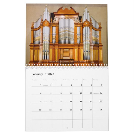 世界の管器官のカレンダーの器官 カレンダー (2月 2026)