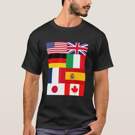 世界の素敵な国旗イラスト グラフィック デザイン Tシャツ (正面)