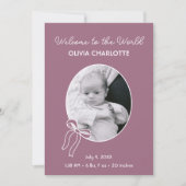 世界の紫色の新生児の誕生へようこそ 案内状 (正面)