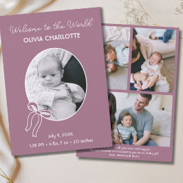 世界の紫色の新生児の誕生へようこそ 案内状