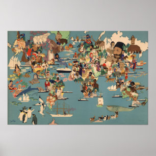 世界の絵解き地図 ポスター
