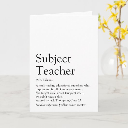 世界の絶え間ない最高の先生の定義 カード (黄色い花)