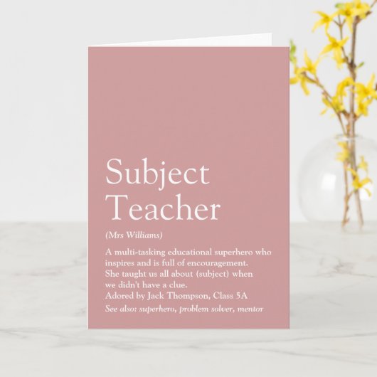 世界の絶え間ない最高の先生の定義 カード (黄色い花)