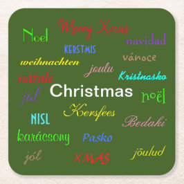 世界の緑に囲まれたクリスマスモダン スクエアペーパーコースター