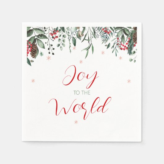 世界の緑のクリスマスにエレガントの喜び スタンダードカクテルナプキン (正面)