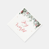 世界の緑のクリスマスにエレガントの喜び スタンダードカクテルナプキン (角)