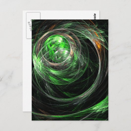 世界の緑の抽象芸術絵葉書 ポストカード (正面/裏面)