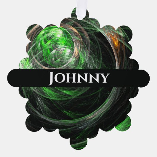 世界の緑の抽象芸術 オーナメントカード (正面)