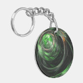 世界の緑の抽象芸術 キーホルダー (正面左)