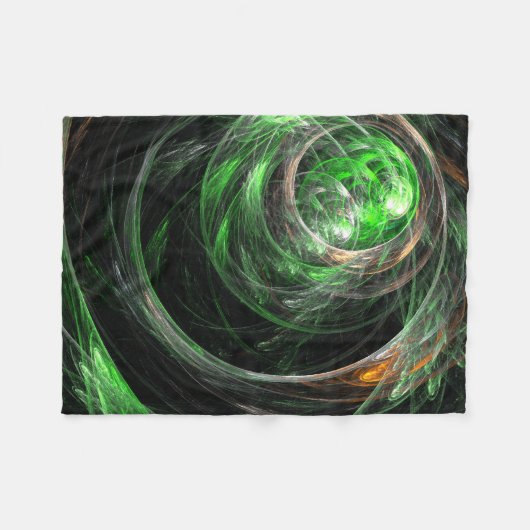 世界の緑の抽象芸術 フリースブランケット (正面(横))