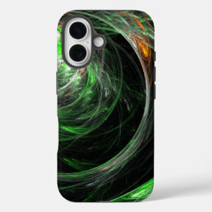 世界の緑の抽象芸術 iPhone 16ケース