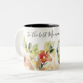 世界の繊細な桃の水色最高のフローラママ ツートーンマグカップ (正面左)