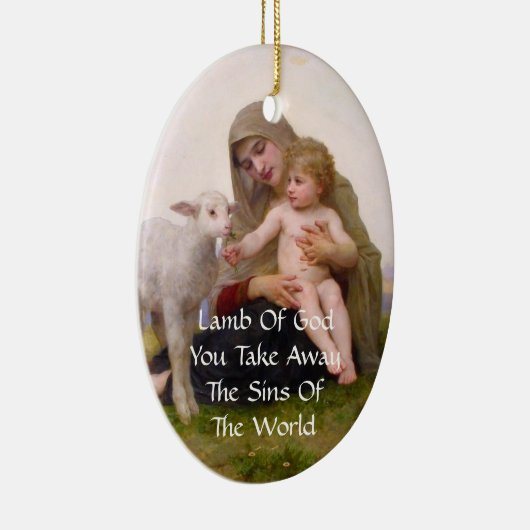 世界の罪を遠くに取る神の子羊 セラミックオーナメント (右)