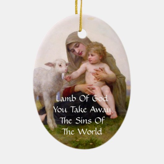 世界の罪を遠くに取る神の子羊 セラミックオーナメント (裏面)