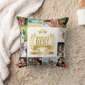 世界の義理最高の父親写真コラージュ クッション (ブランケット)