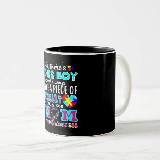 世界の自閉症の日シャツ自閉症の意識 ツートーンマグカップ (正面右)