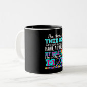 世界の自閉症の日シャツ自閉症の意識 ツートーンマグカップ (正面左)