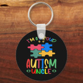 世界の自閉症の認知月私は叔父オ誇りを持ったートである キーホルダー (正面)