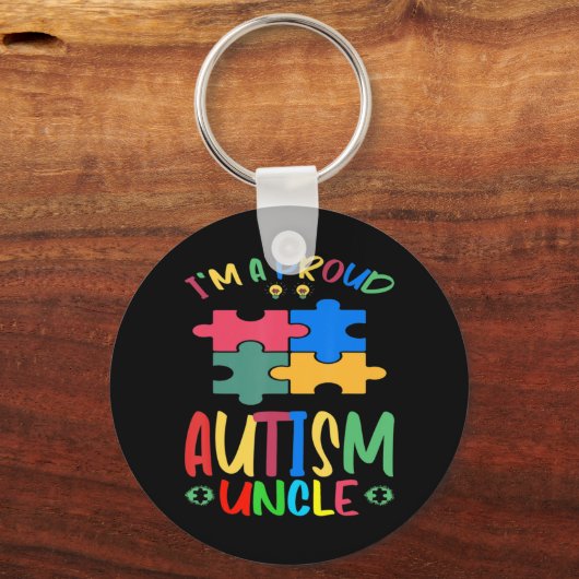 世界の自閉症の認知月私は叔父オ誇りを持ったートである キーホルダー (正面)
