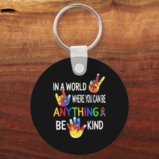 世界の自閉症意識は親切になるASL言語Puz キーホルダー (正面)