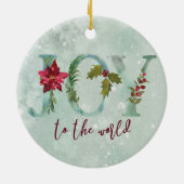 世界の花の雪の冬への喜び セラミックオーナメント (裏面)