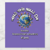 世界の若者のスキルデー。若者の明日のリーダー。 ワインラベル (シングルラベル)