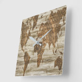 世界の茶色の地図プリント スクエア壁時計 (傾斜)