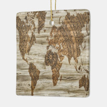 世界の茶色の地図プリント