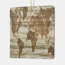 世界の茶色の地図プリント セラミックオーナメント