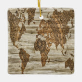 世界の茶色の地図プリント セラミックオーナメント (正面)