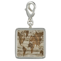 世界の茶色の地図プリント