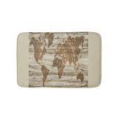 世界の茶色の地図プリント バスマット (正面)