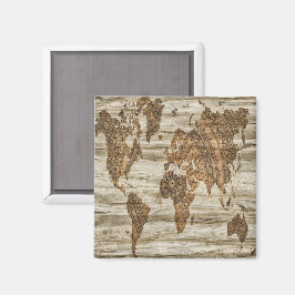 世界の茶色の地図プリント マグネット