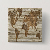 世界の茶色の地図プリント 缶バッジ (正面)