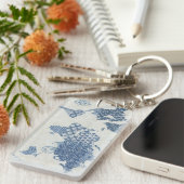 世界の藍色のろうけつ染めの地図 キーホルダー (正面右)