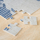 世界の藍色のろうけつ染めの地図 ジグソーパズル (側面)