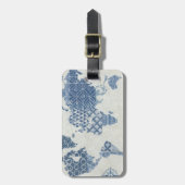 世界の藍色のろうけつ染めの地図 ラゲッジタグ (正面縦)