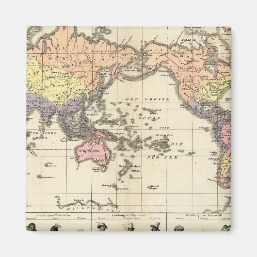 世界の衣服地図スタイル マグネット (正面)