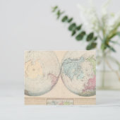 世界の複半球の地図 ポストカード (スタンド正面)