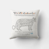 世界の言葉の三毛猫の枕 クッション (裏面)