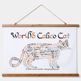 世界の言葉の三毛猫タペストリー 吊り下げ型タペストリー