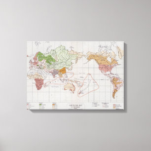 世界の言語を示す地図 キャンバスプリント