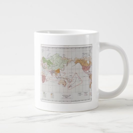 世界の言語を示す地図 ジャンボコーヒーマグカップ (右)