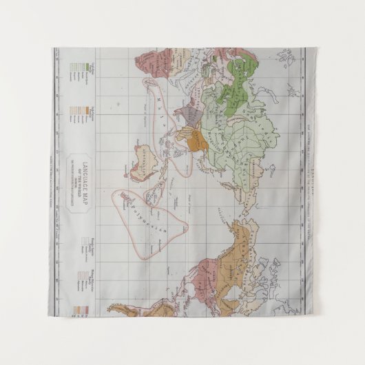 世界の言語を示す地図 タペストリー (正面(横))