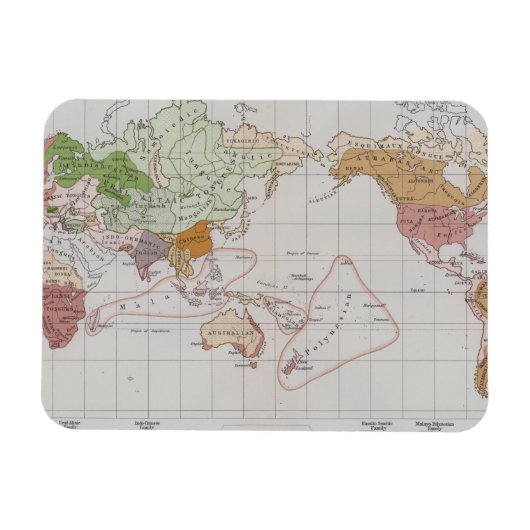 世界の言語を示す地図 マグネット (横)