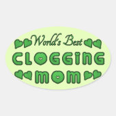 世界の詰ま最高のりママグリーン 楕円形シール (正面)